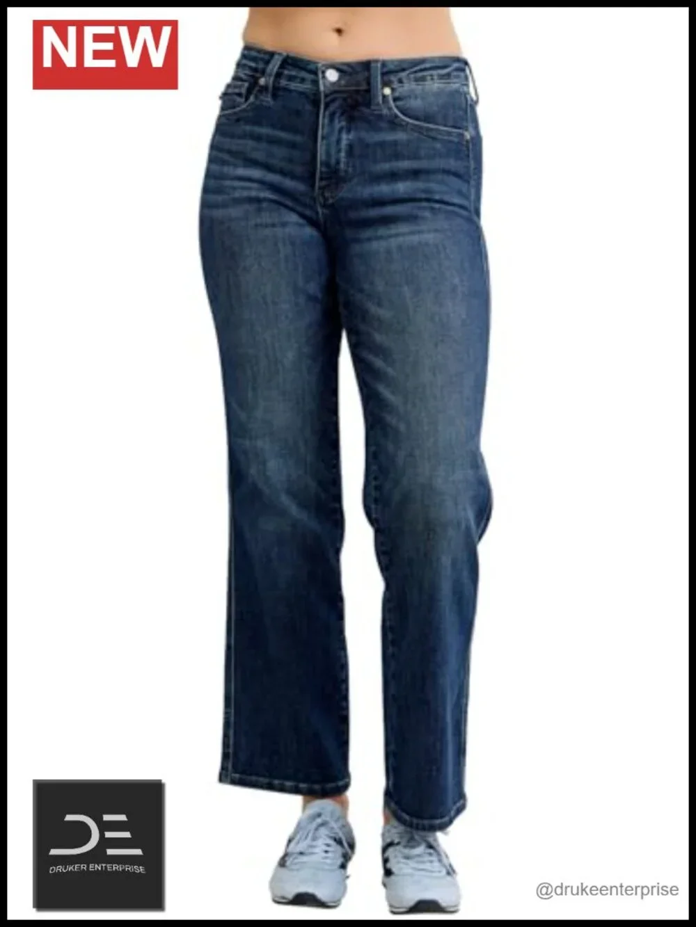 Petite Mid Rise Straight Jeans with Tummy Control 29 Inseam